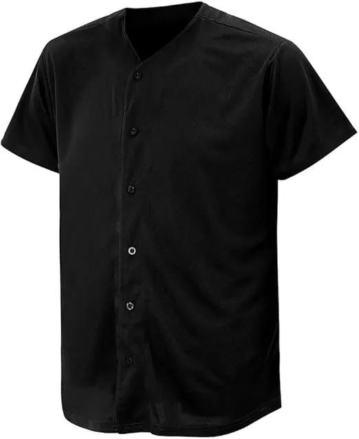 CUTHBERT Solid Baseball Jersey Shirt for Men and Women, Plain Casual Short Sleeves Button Down T-Shirt