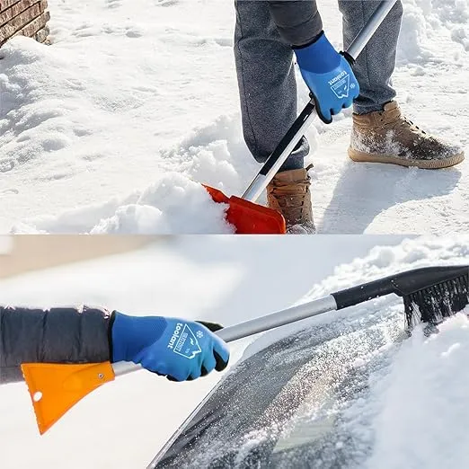 Waterproof Winter Work Gloves for Men and Women, Freezer Gloves for Work Below Zero, Thermal Insulated Fishing Gloves, Super Grip, Blue, Small