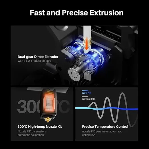 ELEGOO Neptune 4 Plus 3D Printer, 500mm/s High Speed FDM Printer with High-Temp Nozzle, Auto Leveling and Direct Drive Extruder, 12.59x12.59x15.15 Inch Printing Size