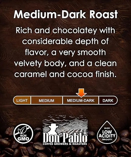 3LB Pablo's Pride Guatemala - Medium-Dark Roast - Whole Bean Coffee - Low Acidity - 3 Pound (3 lb) Bag