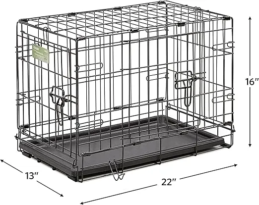 MidWest iCrate Starter Kit for X-Small Dogs - 22" Crate With Bed, Bowls & Cover For Pets Under 12 lbs