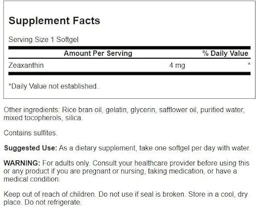 Swanson Zeaxanthin 4 Milligrams 60 Sgels