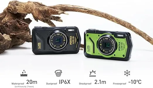 PENTAX WG-8 Black All-Weather Adventure Camera, Featuring Outstanding Waterproof, dustproof, Shock-Resistant Performance, Multi-Application Ring Light for Macro Photography and Webcam Function