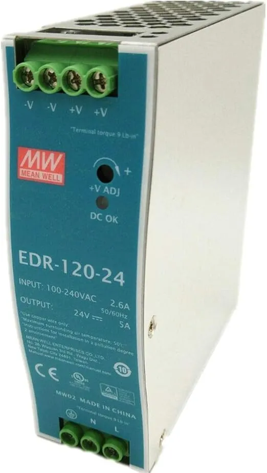 Mean Well Original EDR-120-24 Single Output Industrial DIN Rail Power Supply 24V 5A 120W