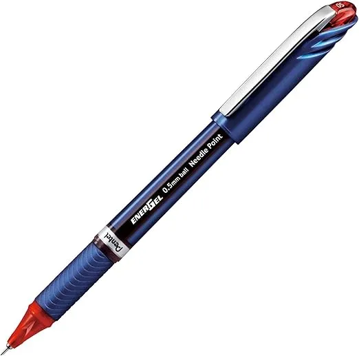 Pentel Gel Pen, Needlepoint, Non-Refillable, 0.5mm, Red Ink (PENBLN25B)