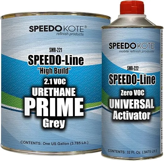 Speedokote SMR-221 - Automotive 2.1 Low VOC 2K Urethane Primer Gray Gallon Kit, Easy Sanding