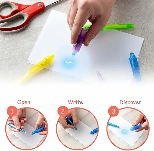 HeroFiber 12 Invisible Ink Pen with UV Light and 12 Space Notebook Set. Party Favors for Kids 8-12, Escape Room Party Favors, Goodie Bag Stuffers for Kids, Spy Party favors