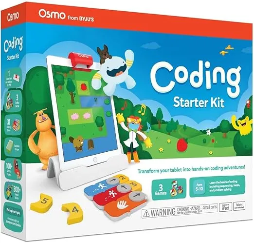 Osmo - Coding Starter Kit for iPhone & iPad-3 Educational Learning Games-Ages 5-10+ Learn to Code, Basics Puzzles-STEM Toy-Logic, Fundamentals(Osmo iPad/iPhone Base Included)