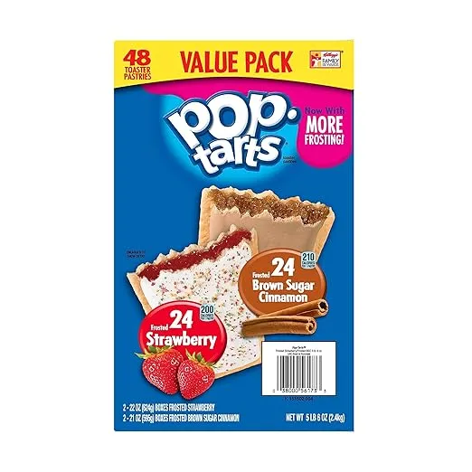 Kellogg's Pop Tarts Bars, Strawberry & Brown Sugar Cinnamon, 48/Carton (220-00456)