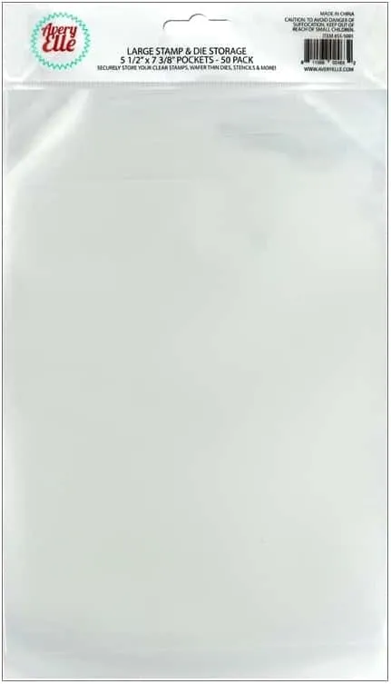 Avery Elle SS-5001 Stamp & Die Storage Pockets 50/Pkg Large 5 ½” x 7 3/8" , white/clear , Single Pack
