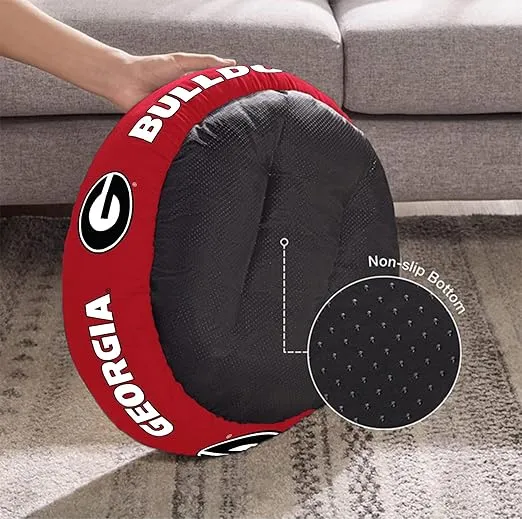 Georgia Bulldogs Officially Licensed Plush Donut Pet Bed – Cozy, Machine Washable, Perfect for Pets (Medium)