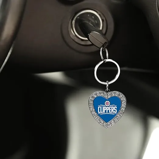 Rico Industries NFL Football Rhinestone Heart Keychain - Great Accessory