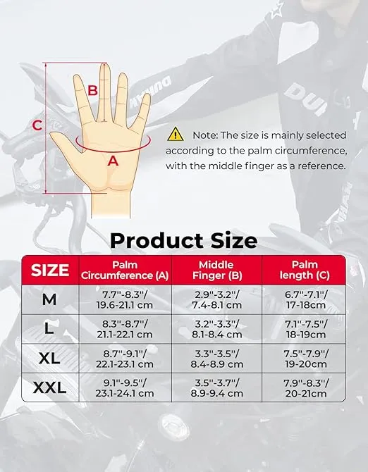 KEMIMOTO Winter Motorcycle Gloves, Rainproof Riding Gloves with Touchscreen, Motorcycle Winter Gloves for Men, Warm Motorcycle Gloves for Riding, ATV, UTV, Snowmobile