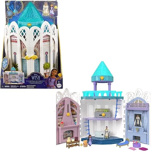 Disney's Wish Rosas Castle Playset, Dollhouse with 2 Moving Mini Dolls, Star Figure and 20 Accessories, HPX38