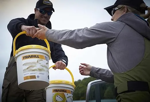 Frabill 2.2 Gallon Bait Bucket, White and Yellow (4820)