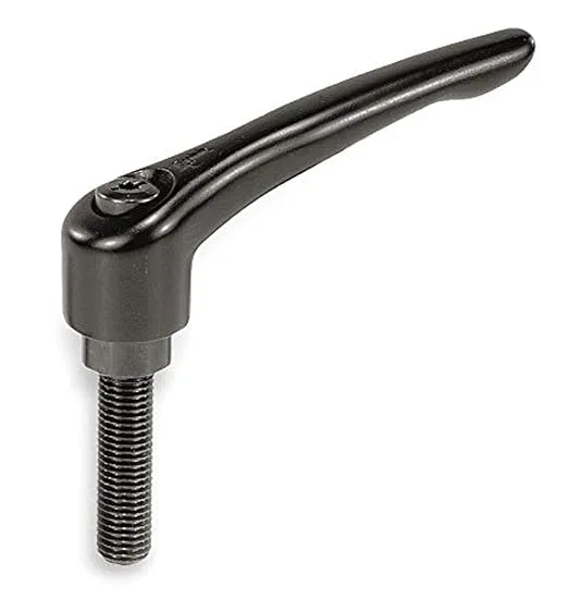 Kipp 06460-3A41X60 Zinc Adjustable Handle with 3/8-16" External Thread, Modern Design Style, Steel Components, Inch, Black Satin Powder-Coated Finish, Size 3, 60 mm Screw Length