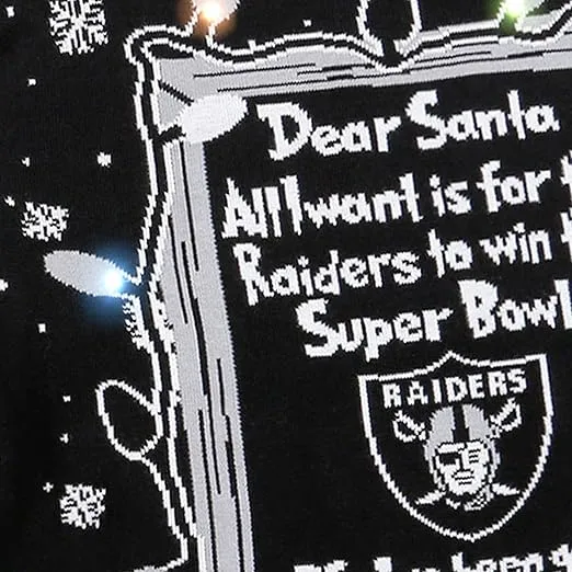 FOCO Men's NFL Team Logo Light Up Dear Santa Holiday Ugly Sweater