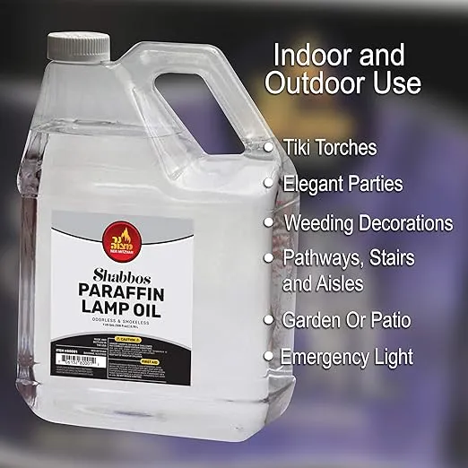 1 Gallon Paraffin Lamp Oil - Clear Smokeless, Odorless, Clean Burning Fuel for Indoor and Outdoor Use - Shabbos Lamp Oil, by Ner Mitzvah