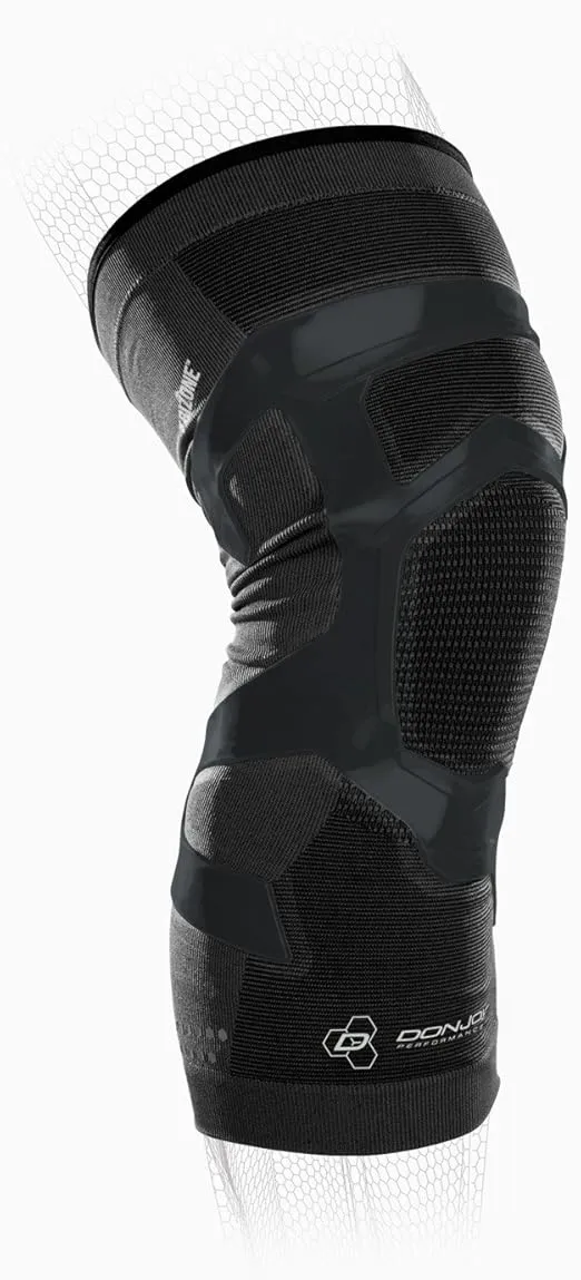 DonJoy Performance TRIZONE Compression: Knee Support Sleeve, Right Leg, Black, Large