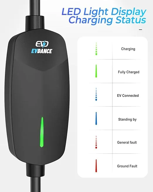 Level 2 EV Charger 7.68KW NEMA 14-50 Plug 32 Amp Portable Electric Vehicle Charger with 25ft Cable Outdoor SEA J1772 EV Car Charging Station Compatible with All J1772 Evs