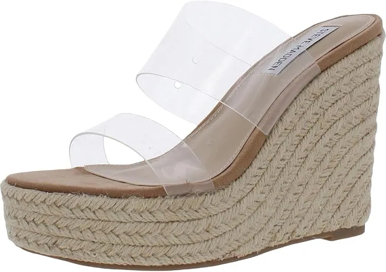 Steve Madden Sunrise Wedge Sandals for Women - Jute Wrapped Wedge Heel, Padded Footbed, and Open-Toe