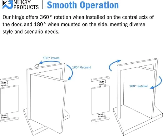 Nuk3y Heavy Duty Stainless Steel 360 Degree Door Pivot Hinge System Matte Black