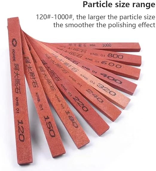 ATOPLEE Knife Sharpening Stone Set,10pcs Orange Polishing Stone Oilstone Grinding Whetstone for Ceramic Painted Metal Grinding,Grit 120/150/180/220/240/320/400/600/800/1000#