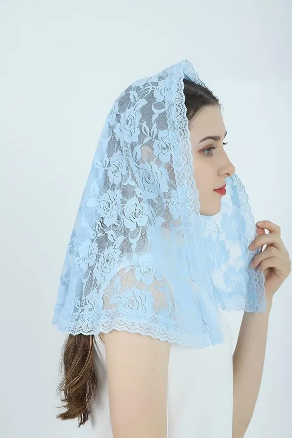 Lace Mantilla Veil Soft and comfortable 7 Colors Spanish Style Rose Lace Veil Head Covering D Shape