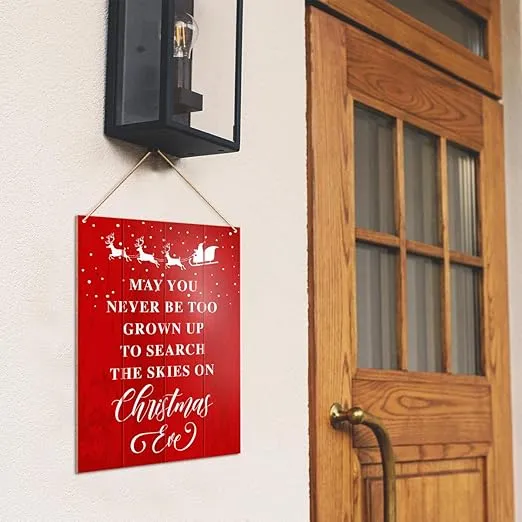 UDNADKEX Christmas Decorations Hanging Sign, Christmas Decor Farmhouse Holiday Decorations Xmas Wooden Wall Sign, May You Never Be Too Grown Up to Search The Skies