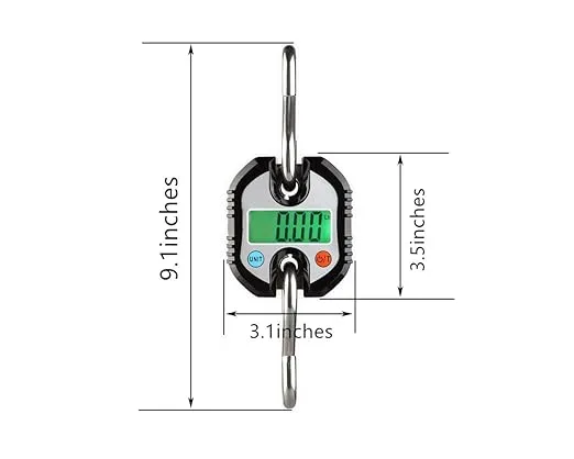 Klau Portable Mini Crane Scale 150 kg / 300 lb Heavy Duty Digital Hanging Scales LCD Display with Backlight for Home Farm Hunting Outdoor Black