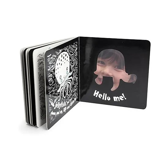 Hello Sea (Happy Fox Books) Baby's First Book, with High-Contrast Ocean Animals like an Octopus, Whale, Turtle, Seahorse, Crab, Fish, Starfish, Walrus, Shark, and Jellyfish, plus a Surprise Mirror