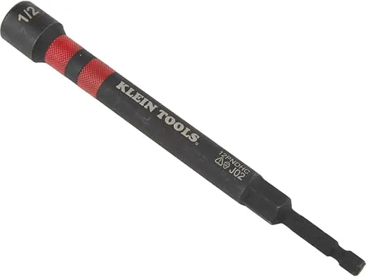 Klein Tools 32950 Ratcheting Impact Rated Hollow Power Nut Driver Set with Handle, Magnetic, Color Coded, 6 SAE Hex Sizes