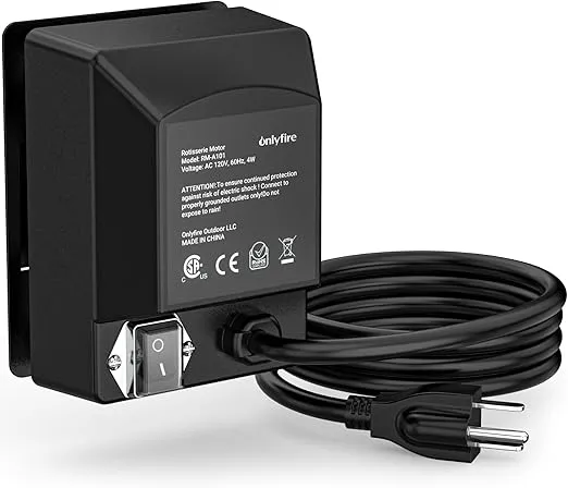 onlyfire Universal Grill Electric Replacement Rotisserie Motor 120 Volt 4 Watt On/Off Switch, Black