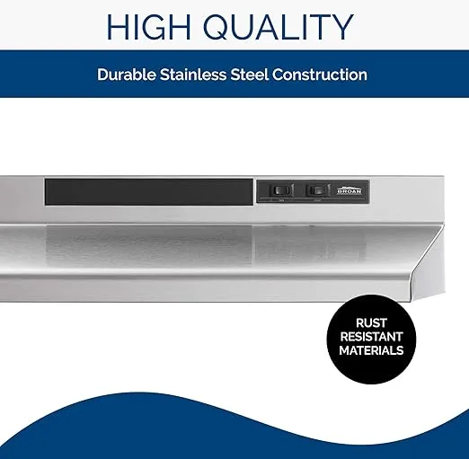 BROAN F403004 Broan(R) 30-Inch Convertible Under-Cabinet Range Hood, 160 CFM, Stainless Steel