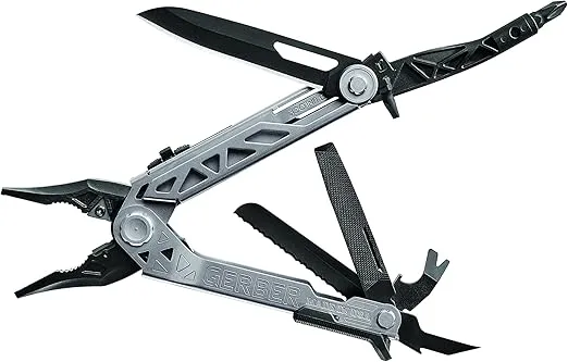 Gerber Gear Center-Drive - Bit Set & Berry-Compliant Sheath - 16-Piece Multipurpose Tool with Knife, Wire Cutters, Pry Bar, Bottle Opener & More - Silver, Black Sheath
