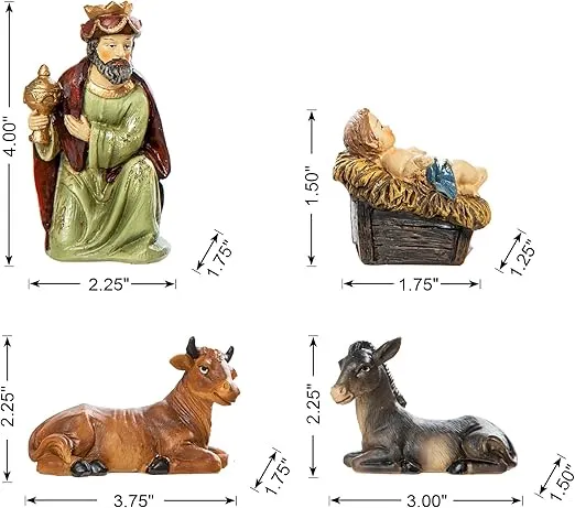 Glitzhome Christmas Nativity Set Nativity Scene Set Indoor 8" Resin Nativity Figurines Set 11 Pcs Removable Angel Statue Colorful Nativity Sets & Figures Christian Holy Family Figure with Baby Jesus