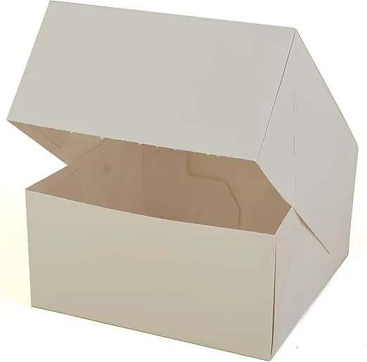 SCT White Window Bakery Boxes with Attached Flip Top, 4-Corner Beers Design, 6 x 6 x 3, White, Paper, 200/Carton