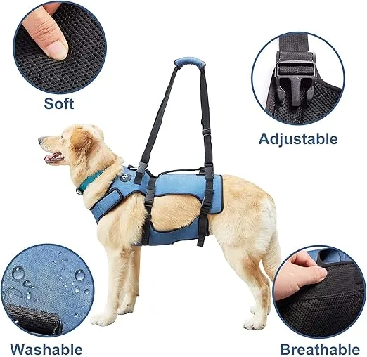 Coodeo Dog Lift Harness, Full Body Support & Recovery Sling, Pet Rehabilitation Lifts Vest for Old Dog with Arthritis Walk(Bule,L)