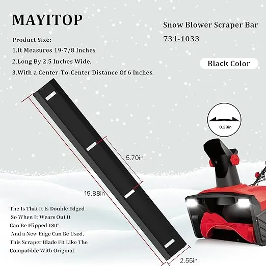 MAYITOP 731-1033 Snow Blower Scraper Bar for Mtd Snow Blower Scraper Bar Replacement 20-Inch and 21-Inch Snow Throwers 706-14240, 731-0722, 731-0778, 731-0812 Compatible with Multiple Models