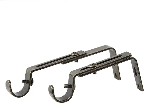 Rod Desyne 3/4" Adjustable Single Bracket Pair, 4"-5 to 1/2", Antique Brass, 2 Piece