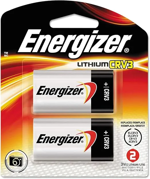 Energizer ELCRV3BP2 Lithium Photo Battery, 3 Volt, 2/PK