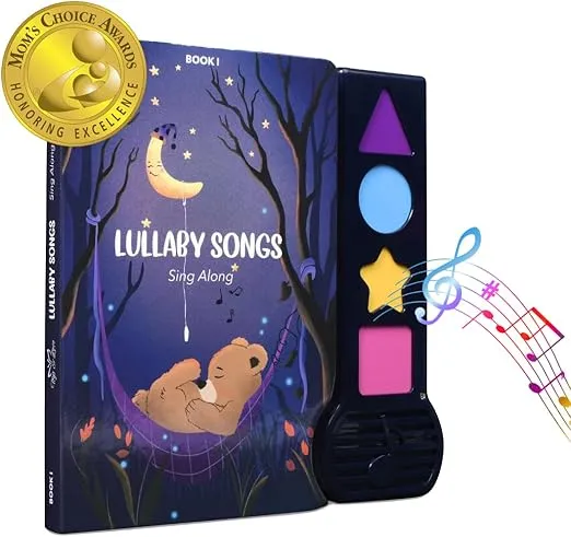 Musical Book for Toddlers with Lullaby Songs, Interactive Toy, Twinkle, Twinkle Little Star, Sing Along, Montessori Sound Book for Young Kids, Nursery Rhyme Book for Babies