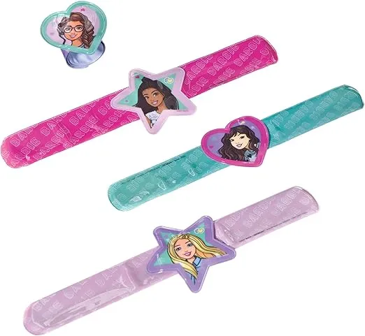 Amscan Barbie Dream Together Slap Bracelets - 9.25" x 2" (Pack of 4) - Colorful, Durable Plastic Bracelets - Perfect for Kids' Fashion & Playtime Fun