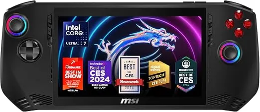 MSI Claw PC Gaming Handheld: Intel Ultra 7-155H, 7" FHD 120Hz Display, 16GB LPDDR5, 512TB NVMe SSD, MicroSD Card Reader, Thunderbolt 4, Win 11 Home: Black A1M-051US