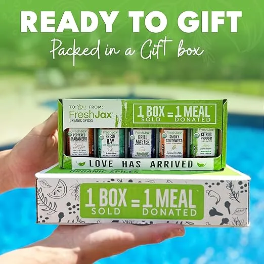 FreshJax Smoked Seasoning Gift Set | 5 Sampler Sized Organic Smoked Spices | Grilling Christmas Gifts for Men, Dads, Father | BBQ Grill Spices and Rubs Gift Set Packed in a Giftable Box
