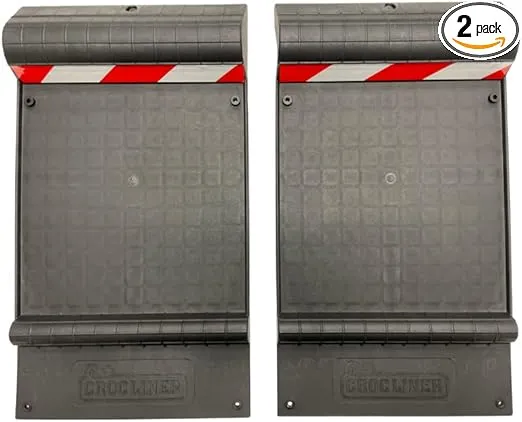 Garage Indoor/Outdoor Parking Guide Mat, Heavy Duty Wheel Stoppers, for Trucks & Vehicles, Anti-Skid Grips, Reflective Stripes (Set of 2)