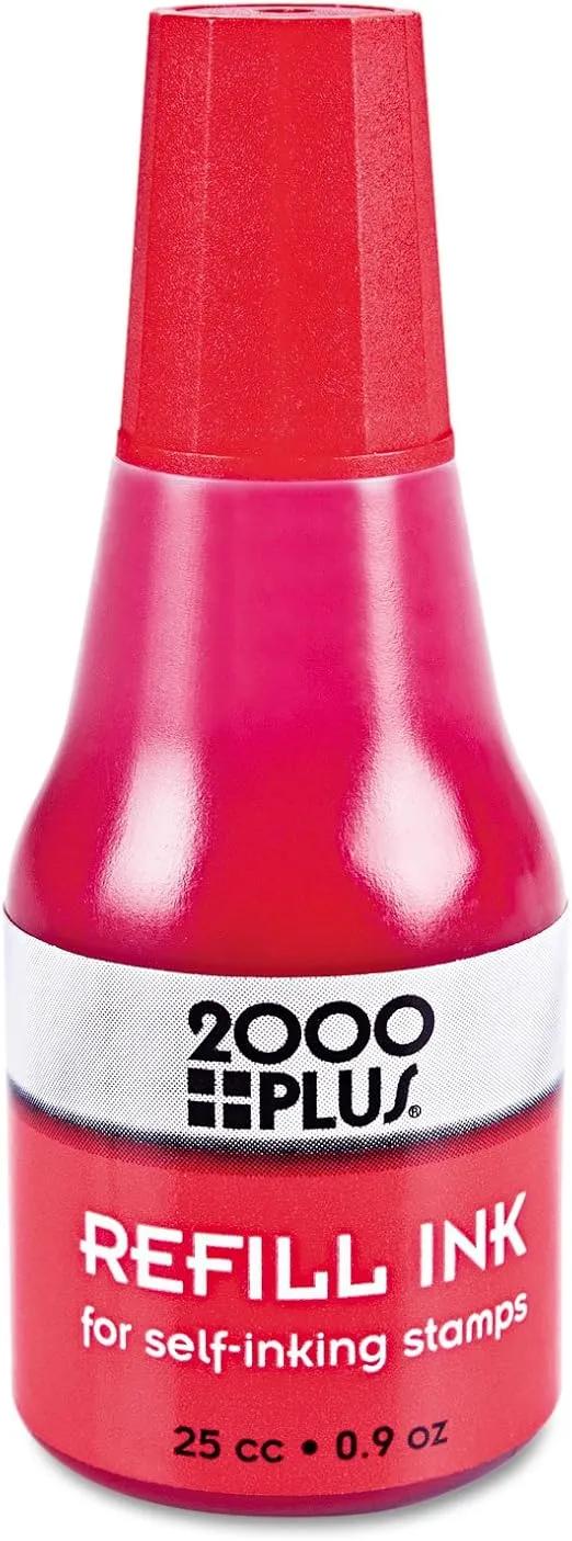 2000 PLUS 032960 Self-Inking Refill Ink, Red, 0.9 oz. Bottle