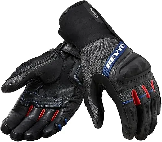 REV'IT! Sand 4 H2O Adventure Travel Motorcycle Gloves (Black/Red - Large)