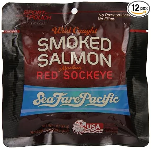 Sea Fare Pacific Wild Caught Smoked Sockeye Salmon Sport Pouch, 3 Ounce (Pack of 12)