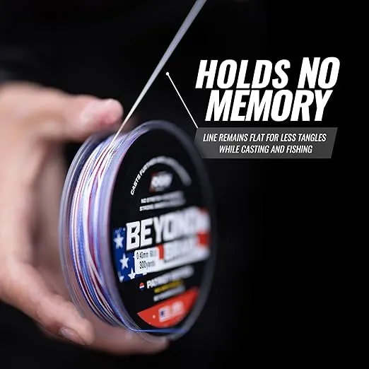 Beyond Braid Braided Fishing Line -Super Strong - Abrasion Resistant - No Stretch -Blue Camo, Moss Camo, White, Green, Pink, Blue, 4 Strand 8 Strand